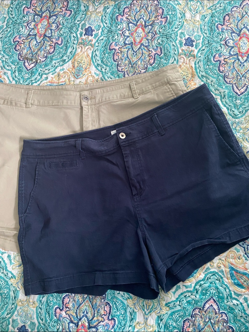 2 Pairs - Market & Spruce Navy and Lane Bryant Khaki Women's Chino Shorts
